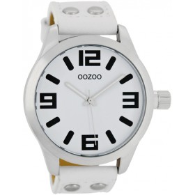OOZOO Timepieces 45mm White Leather Strap C1050